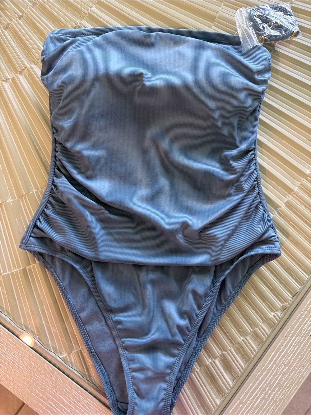 Shade & Shore Blue Strapless One-Piece Swimsuit